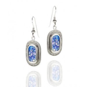 Rafael Jewelry Oval Sterling Silver Earrings with Roman Glass & Filigree Decoration Künstler & Marken