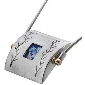 Rafael Jewelry Sterling Silver Pendant in Rectangular Shape with Roman Glass & Carving Decoration Ketten & Anhänger