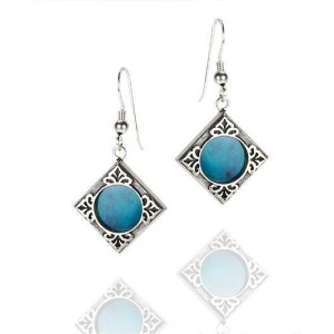 Rafael Jewelry Rectangular Earrings in Sterling Silver & Eilat Stone Künstler & Marken