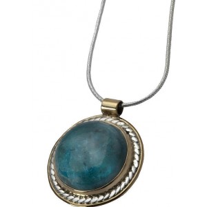 Round Eilat Stone Pendant in Silver & Gold-Plating by Rafael Jewelry Ketten & Anhänger