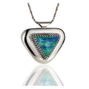 Rafael Jewelry Triangular Pendant in Sterling Silver with Eilat Stone Künstler & Marken