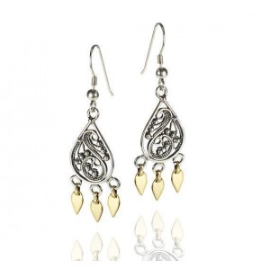 Rafael Jewelry Sterling Silver Filigree Earrings with 9k Gold Künstler & Marken