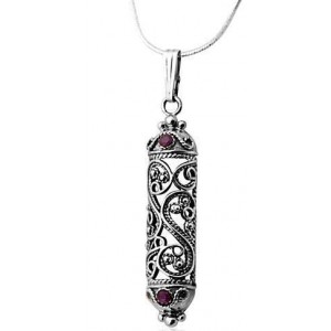 Rafael Jewelry Amulet Pendant in Sterling Silver with Ruby Sterling Silber
