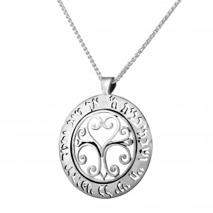 Pendant in Sterling Silver with Hebrew Text and Tree of Life by Rafael Jewelry Jüdischer Schmuck