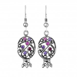 Pomegranate Earrings in Sterling Silver with Gems by Rafael Jewelry Ohrringe