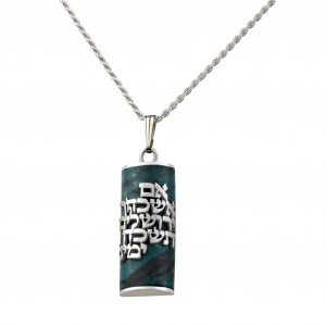 Eilat Stone Pendant with If I Forget Thee Jerusalem in Sterling Silver by Rafael Jewelry Ketten & Anhänger