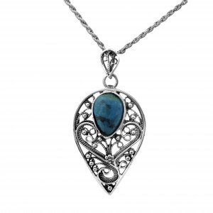 Drop Pendant in Sterling Silver with Eilat Stone by Rafael Jewelry Ketten & Anhänger