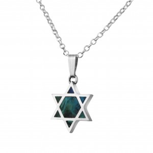 Star of David Pendant with Sterling Silver & Eilat Stone by Rafael Jewelry Davidstern Kollektion