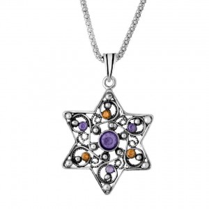 Rafael Jewelry Sterling Silver Star of David Pendant with Gems Ketten & Anhänger