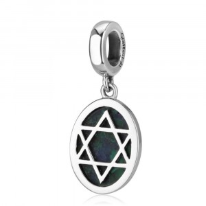 Oval Eilat Stone Charm With Star of David Design at the Back
 Sterling Silber