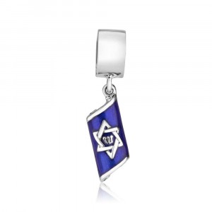 925 Sterling Silver Mezuzah with Star of David Charm and Blue Enamel
 Sterling Silber