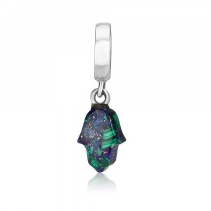 925 Sterling Silver of Hamsa with a Hanging Azurite Pendant Charm
 Sterling Silber
