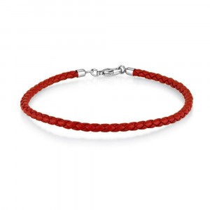 Red Leather Charm Bracelet in 17.5 cm Length
 Jüdische Armbänder