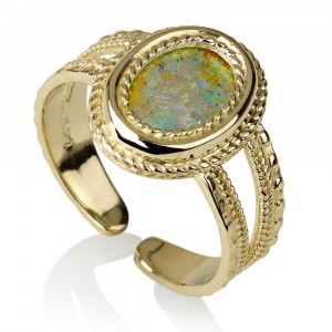 Classic Roman Glass Ring in 14K Gold by Ben Jewelry
 Ben Jewellery