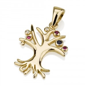 Tree of Life Pendant 14K Yellow Gold With Gemstones by Ben Jewelry Ben Jewellery