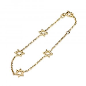 Star of David Charm Bracelet in 14K Yellow Gold by Ben Jewelry Star of David Jewelry