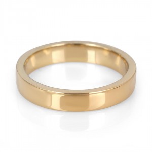 14K Gold Jerusalem-Made Traditional Jewish Flat-Sided Wedding Ring (4 mm) Joias de Casamento
