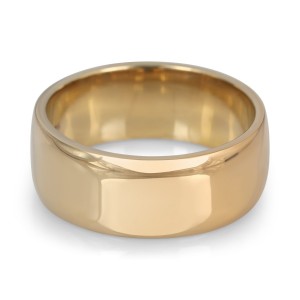 14K Gold Jerusalem-Made Traditional Jewish Wedding Ring With Comfort Edge (8 mm) Jüdische Hochzeit