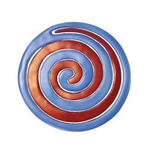 Yair Emanuel Anodized Aluminium Two Piece Trivet Set with Red and Blue Swirl Küchenbedarf