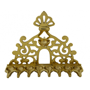 Brass Hanukkah Menorah with 16th Century Italian Design Chanukias