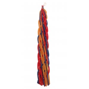 Galilee Style Candles Havdalah Candle with Crosshatching Red, Blue and Yellow Lines Judaica
