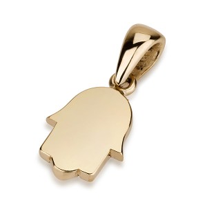 14k Yellow Gold Chamsa Pendant with Polished Surface Ketten & Anhänger