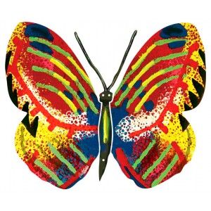 David Gerstein Metal Tsiona Butterfly Sculpture with Basic Colors Israelische Kunst