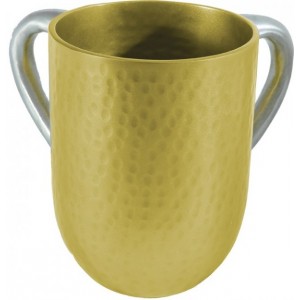 Yair Emanuel Gold and Silver Anodized Aluminum Hammered Washing Cup Waschbecher
