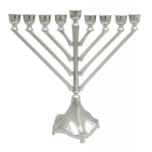 Nickel Hanukkah Menorah with Vertical Design Chanukias