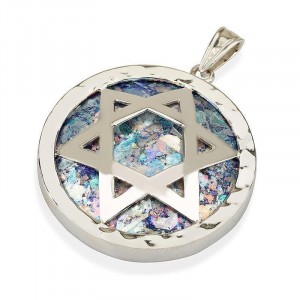Star of David Pendant in Silver with Roman Glass Ben Jewellery