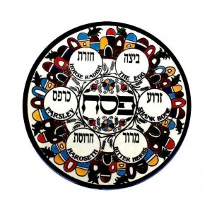 Armenian Ceramic Seder Plate with Jerusalem Motif Heimdeko