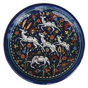 Armenian Ceramic Bowl with Sprinting Gazelles & Flowers Schalen