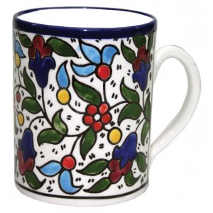 Armenian Ceramic Mug with Anemones Flower Motif Heimdeko