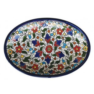 Armenian Ceramic Oval Bowl with Anemones Flower Motif Schalen