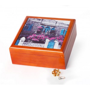Jewelry Box with Jerusalem House Design in Blue Schmuckkästchen