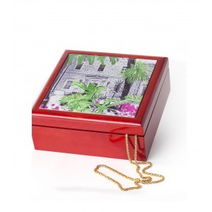 Jewelry Box with Jerusalem House Design in Green Schmuckkästchen