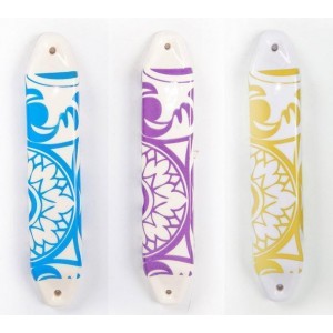 Ceramic Mezuzah with Damask Print in White and Gold Heim & Küche