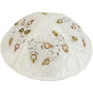 Kippah with Gold and Silver Pomegranates- Yair Emanuel Moderne Judaica