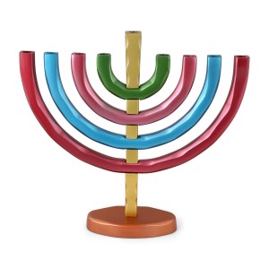 Yair Emanuel Classic Anodized Aluminum Menorah - Rainbow Moderne Judaica