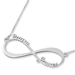 Sterling Silver Double Thickness English/Hebrew Infinity Necklace Jüdischer Schmuck