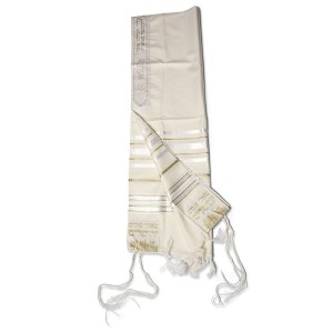 Traditional Wool Tallit – White and Gold Stripes Tallits