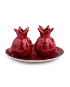 Candlesticks in Dark Red Pomegranate with Tray Kerzenständer