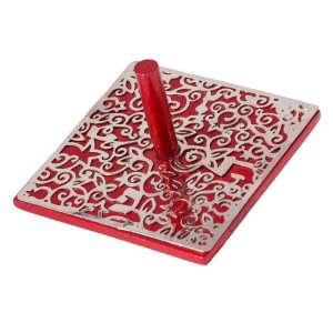 Yair Emanuel Square Dreidel with Pomegranate and Floral Design (Variety of Colors) Moderne Judaica