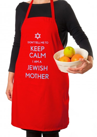 Apron in Red Cotton with Jewish Mother Design