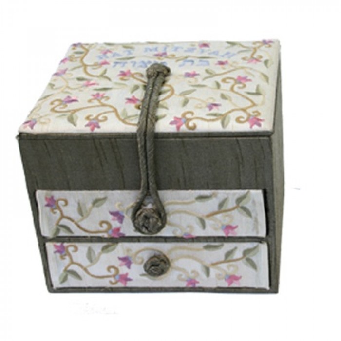Yair Emanuel Embroidered Jewelry Box With Flowers
