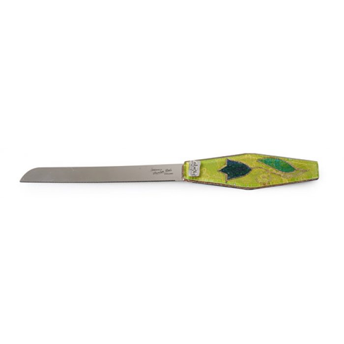 Challah Knife with Single Flower Glass Handle