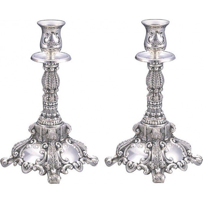 25 Centimeter Two Piece Candlestick Set with Leaves and Mirrors