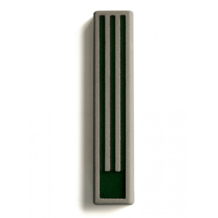 Concrete Mezuzah with Elongated Hebrew Shin in Green by ceMMent