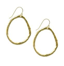 Teardrop-Shaped Earring with Hammered Finish in Matte Gold
