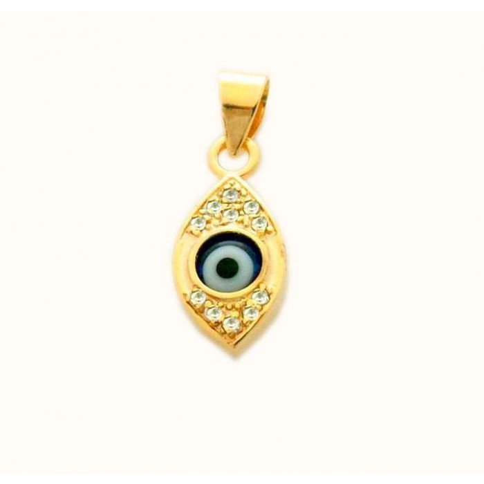 Gold Plated Pendant with Evil Eye and Zircon Stones